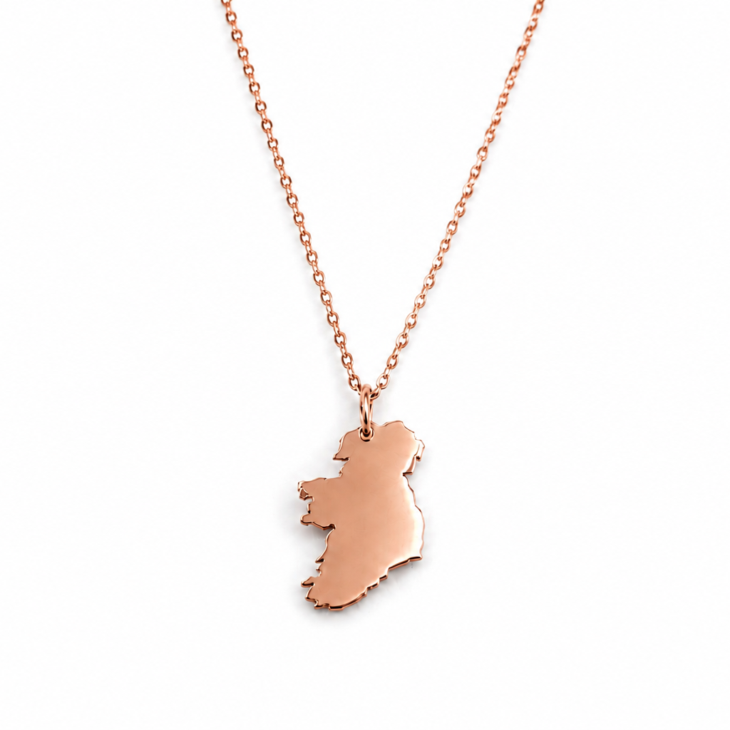 ROSE GOLD TONE MAP OF IRELAND NECKLACE